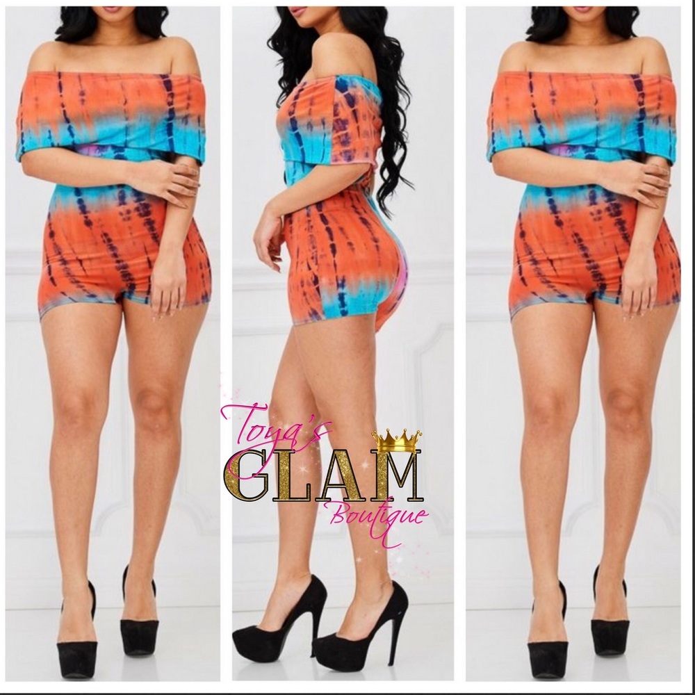 Tie Dye Off Shoulder Romper